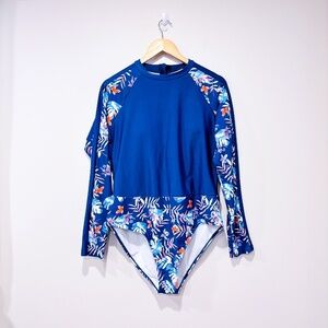 SHEIN Turquoise‎ floral swimsuit